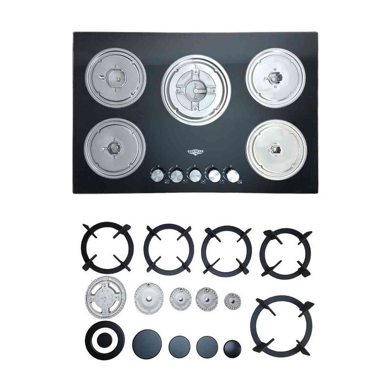 Parrilla Cristal Templado 5 Quemadores Negro Gu... image number null