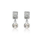 Aretes en Baño de Oro Blanco de 18K con Cristales en Color Blanco