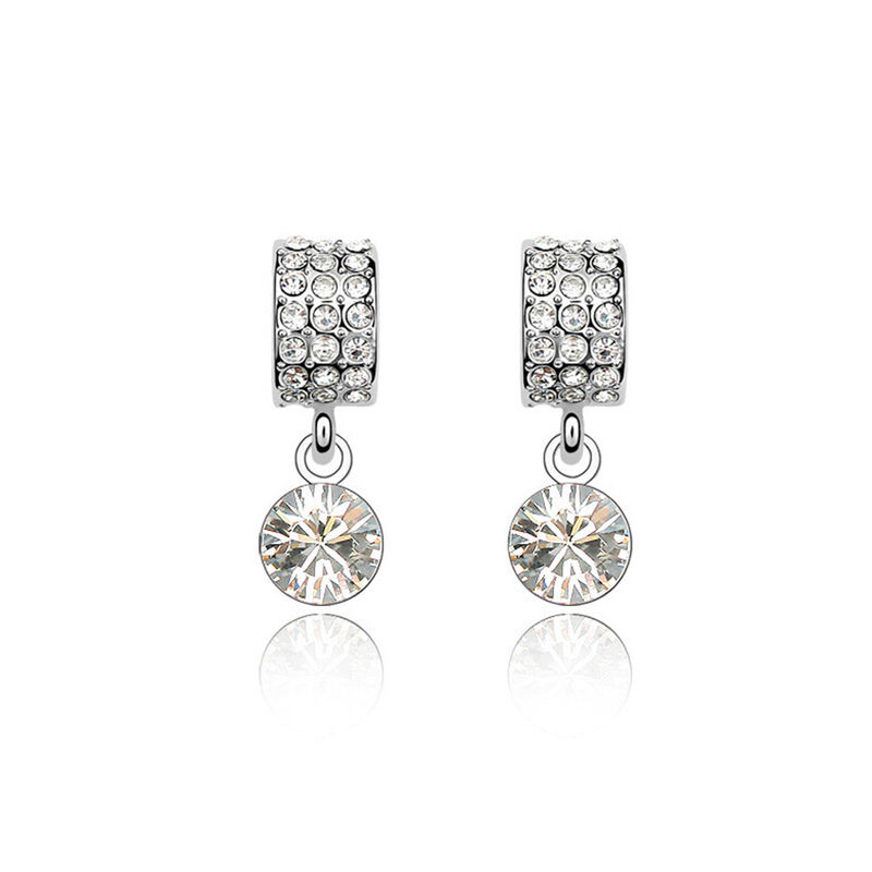 Aretes en Baño de Oro Blanco de 18K con Cristal... image number null