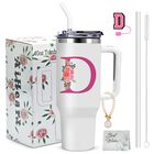 Vaso T&eacute;rmico Aiheart 40 oz Blanco Con Monograma De Acero Inoxidable
