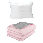 Edred&oacute;n Doble Vista Rogga Individual Gris Perla-rosa + Almohada Royal