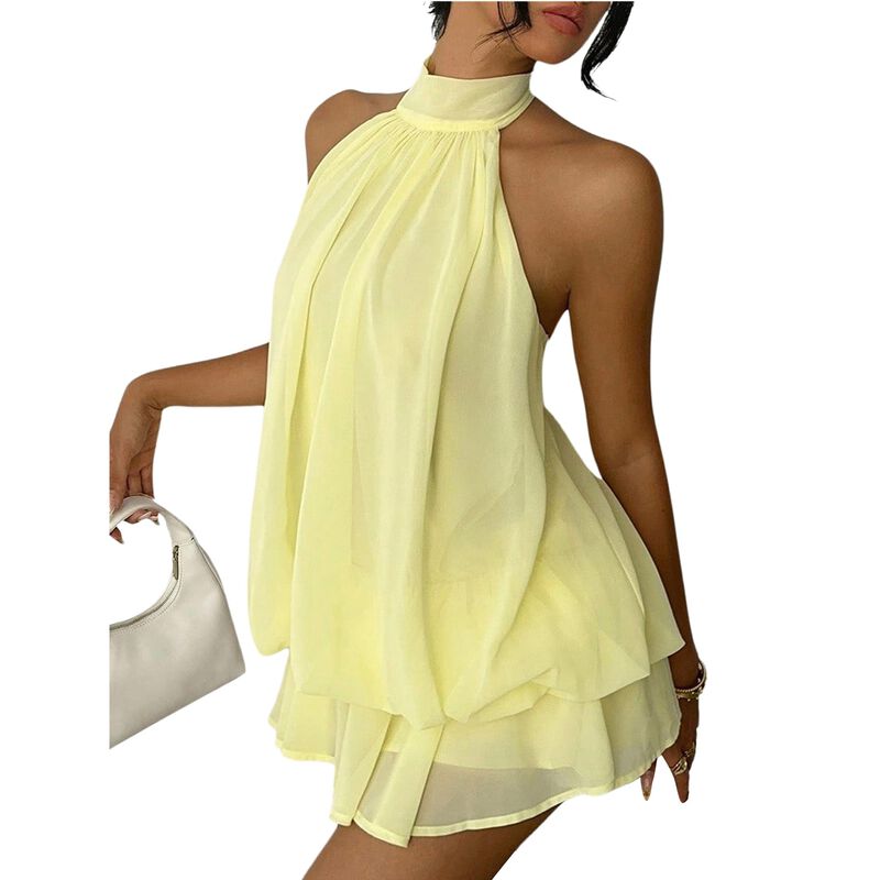 Vestido Mini Verdusa Chiffon Escote Halter image number null