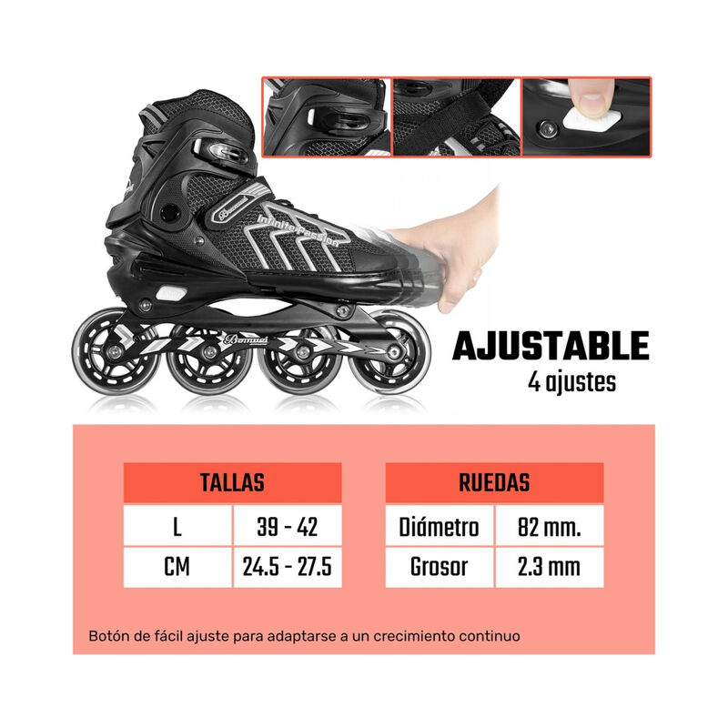 Patines Linea 4 Ruedas Profesionales Ajustables... image number null