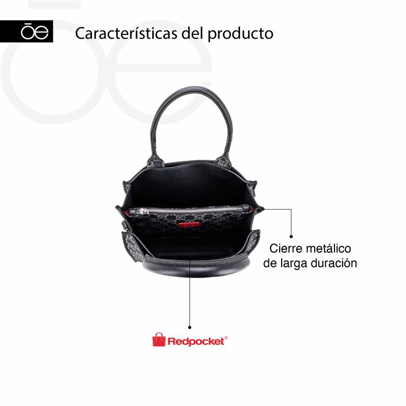Bolsa Satchel Chica Con Herraje Color Negro image number null