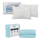 1 juego de S&aacute;banas Queen Size Trinity Azul Cielo + 2 Almohadas Frosty Spring Air