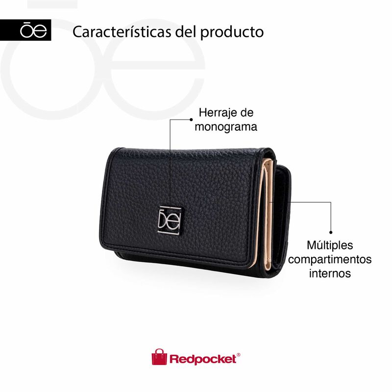 Cartera Hibrida Mediana Con Herraje Color Negro image number null