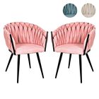 Set 2 Sillas Comedor Patr&oacute;n Tejido Elegante Moderno Rosa Houzer