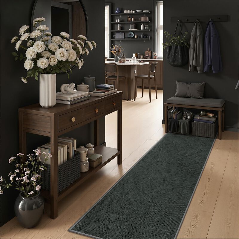 Alfombra Art&tuft 2x6 Corredor Negra Antidesliz... image number null