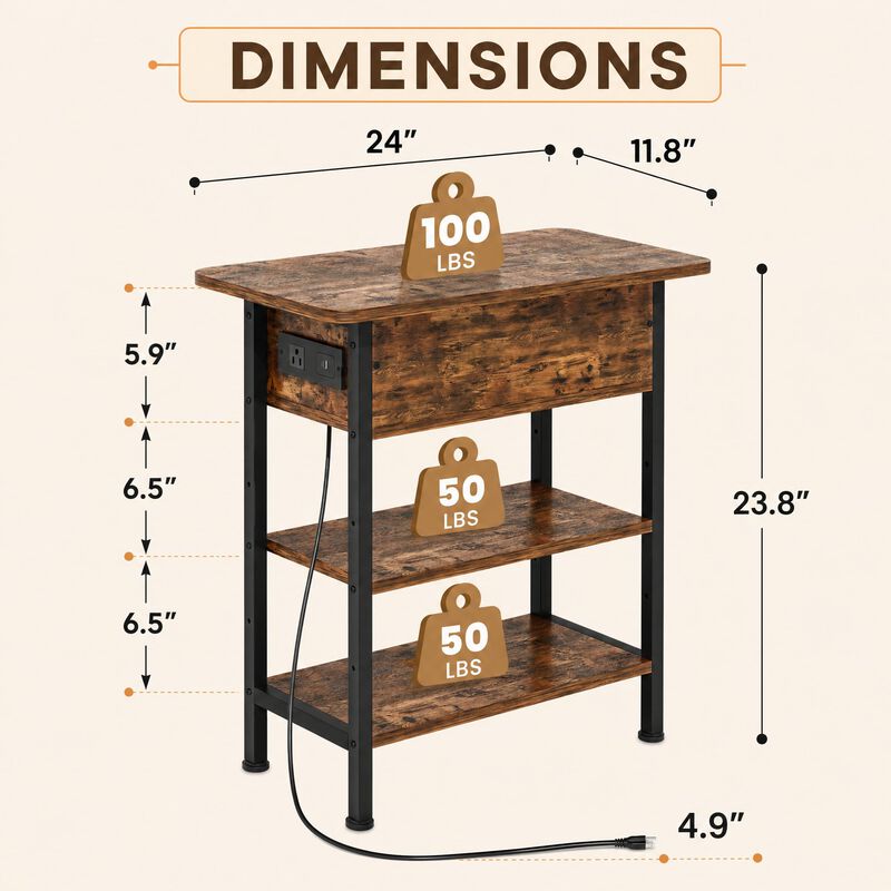 Mesa Auxiliar Grusign 60 cm Con Cargador Integr... image number null