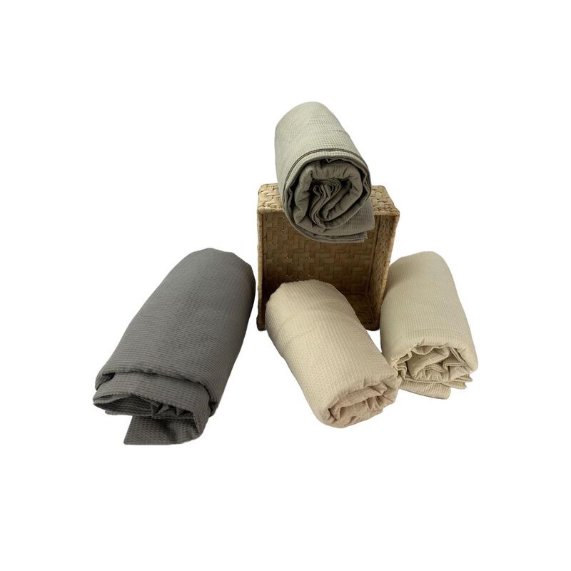 Colcha Waffle Color Hueso Estilo Hotel Queen Si... image number null