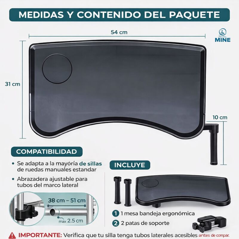 Mesa Para Alimentos Para Silla Ruedas | Bandeja... image number null