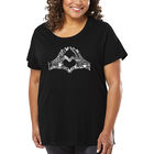 Camiseta De Talla Grande Word Art Para Mujer - Coraz&oacute;n con Dedos- Negro