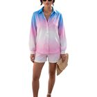 Conjunto Mujer 2 Piezas Degradado Conj-0161 Rosa Azul Camisa Manga Larga Y Short Casual Fresco