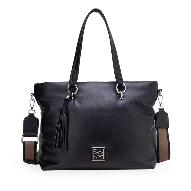 Bolsa Tote Grande Con Tassel Color Negro image number null