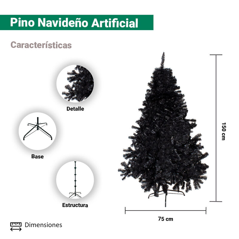 &Aacute;rbol Navide&ntilde;o Pino Ramas Montables Negras Altu... image number null