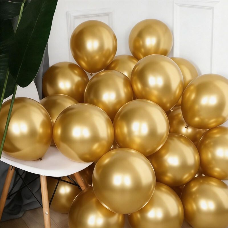 Globos Ztikug 25 cm Dorado Met&aacute;lico 50 unidades image number null