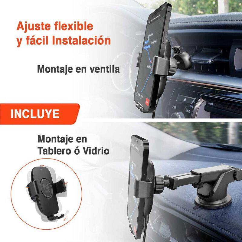 Soporte y cargador inal&aacute;mbrico HYPERGEAR 15w au... image number null