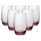 Set De 6 Vasos Transparentes Rosa - 280 Ml