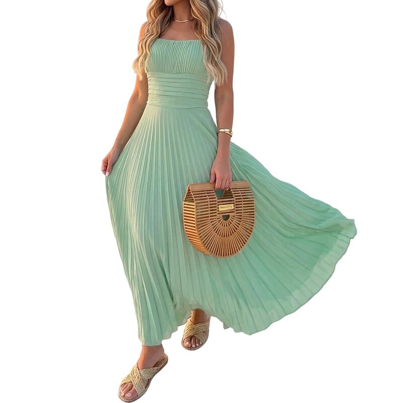 Vestido Maxi Chicme Verde Talla M Escote Cuadra... image number null