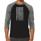 Camiseta Ragl&aacute;n de B&eacute;isbol Word Art Para Hombre - Bandera del Himno Nacional de Estados Unidos - Negro Gris