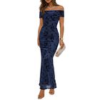 Vestido Zesica Floral Ajustado Azul Marino Talla M