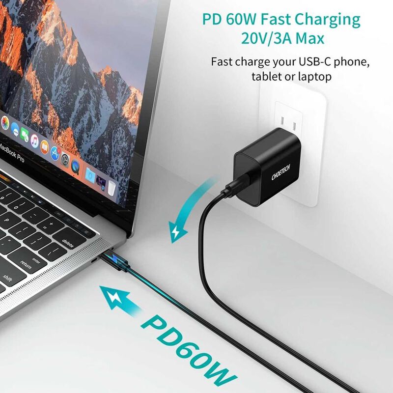 Cable Datos CHOETECH USB-C a USB-C 3m PD 60W 3A... image number null