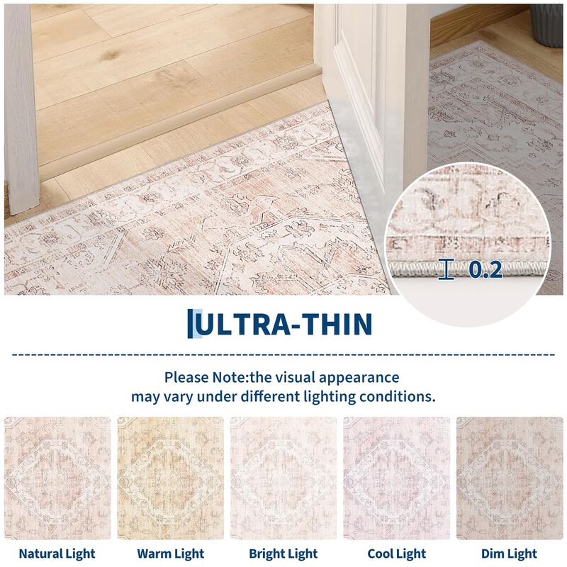 Alfombra De &Aacute;rea Lavable Garvee Boho Rosa 5x7 P... image number null
