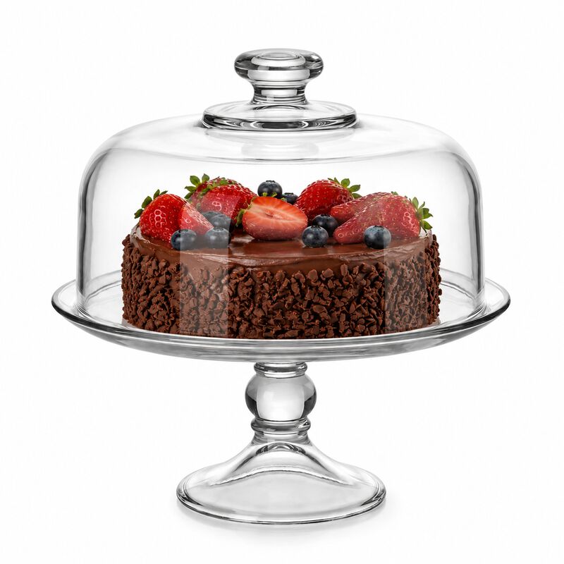 Pastelero De Vidrio Con Base Y Domo Protector image number null