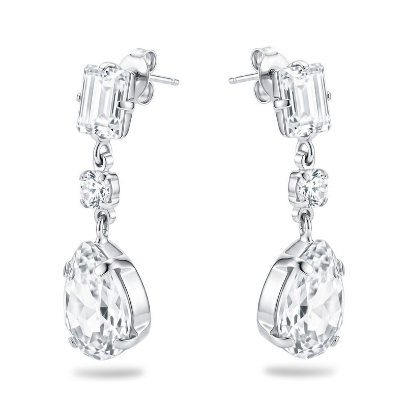 Aretes Plata 925 Con Piedras Blancas Elegantes image number null