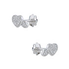 Broqueles De Corazon Oro Blanco 10k Con 11pts De Diamante