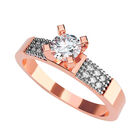 Anillo de Compromiso en Oro Rosa 14K con Circonia -  Talla:6.5/ FJ677-14R-CZ-65