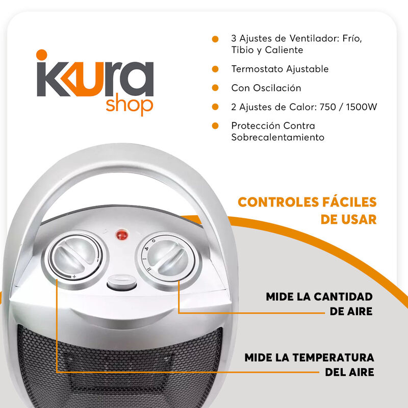 Ventilador Calefactor Eléctrico 2 En 1 Gris 480... image number null