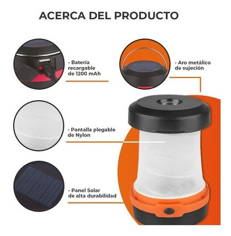 Lampara Solar Led Plegable 3w Bater&iacute;a Recargabl... image number null