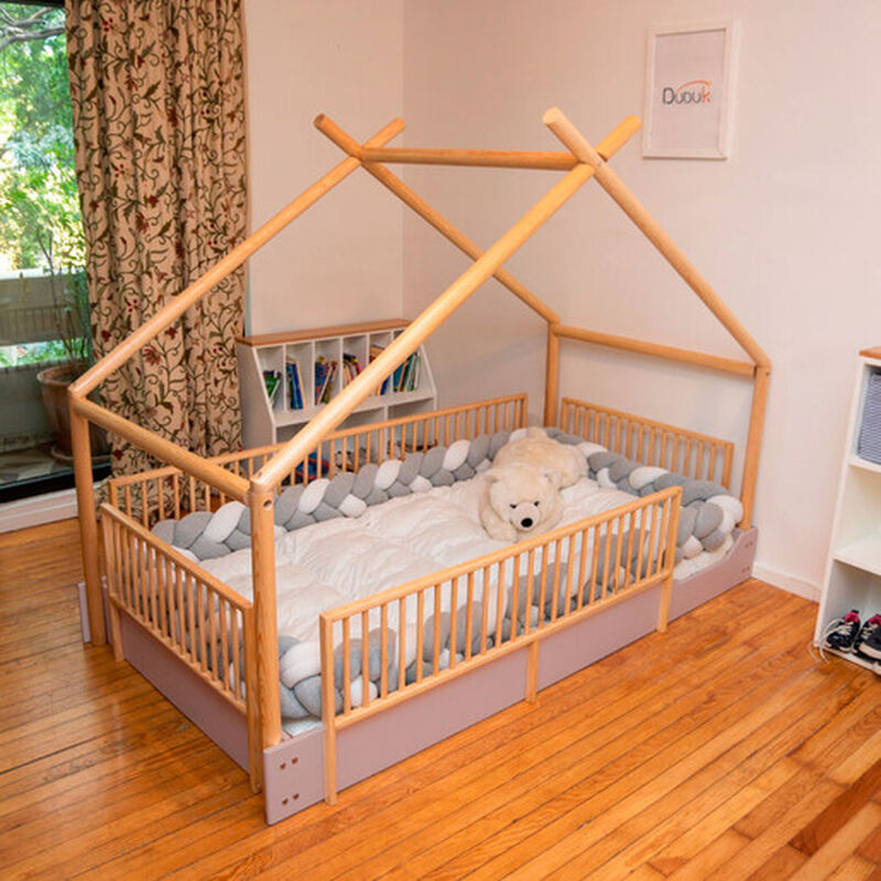 Cama Chalet Montessori de Madera con Barandales... image number null