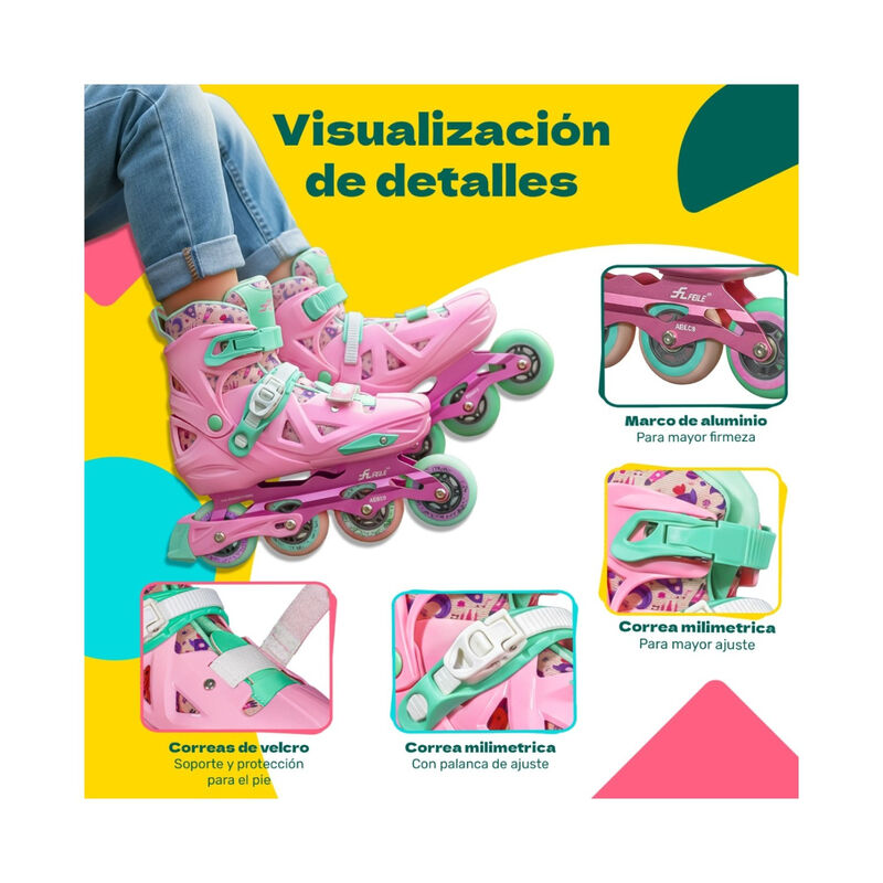 Patines Linea 4 Ruedas Soporte Aluminio Abec 9 ... image number null