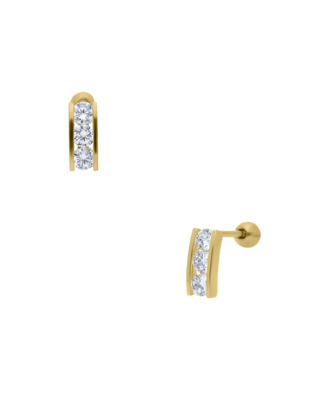 Broqueles De Oro Amarillo De 14k Con Zirconia image number null