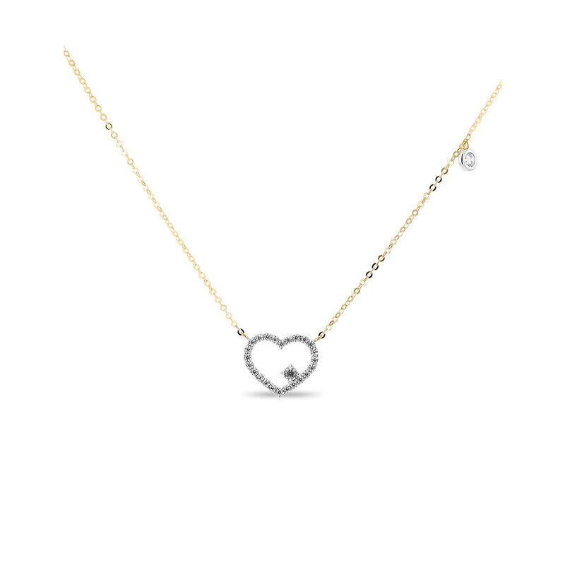 Gargantilla Coraz&oacute;n Bicolor 10k Con Zirconias (... image number null