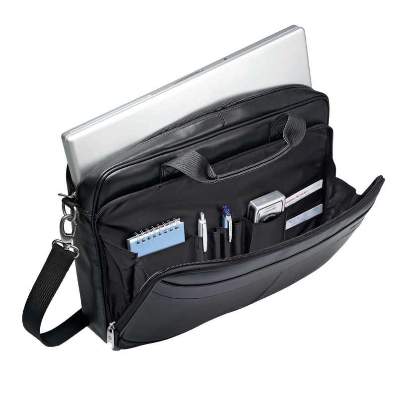 Malet&iacute;n Samsonite Leather Slim Black De 16 Pulg... image number null