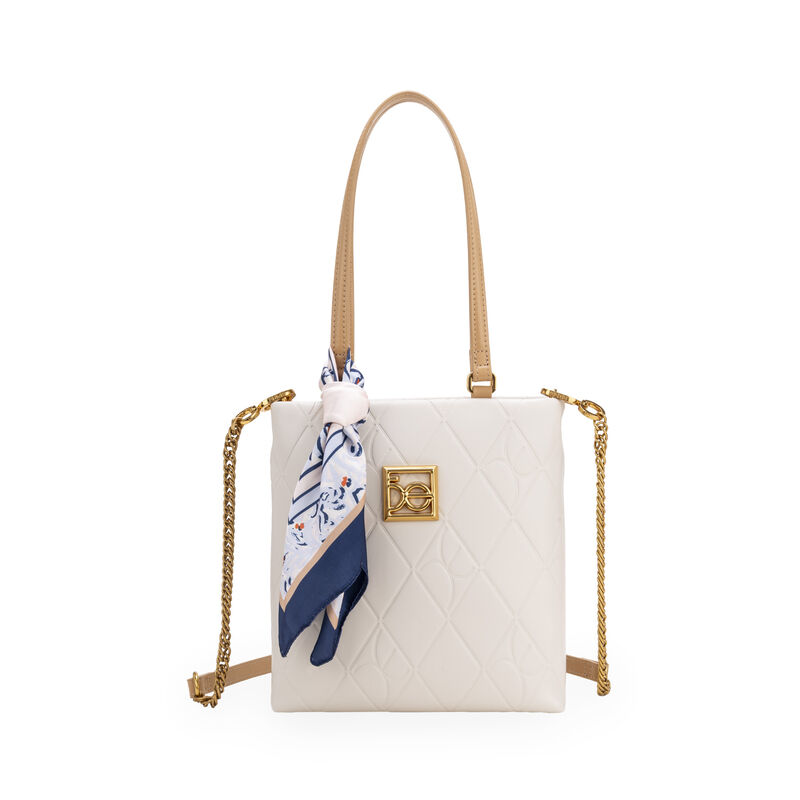 Bolsa Tote Chica Con Troquelado Color Beige image number null