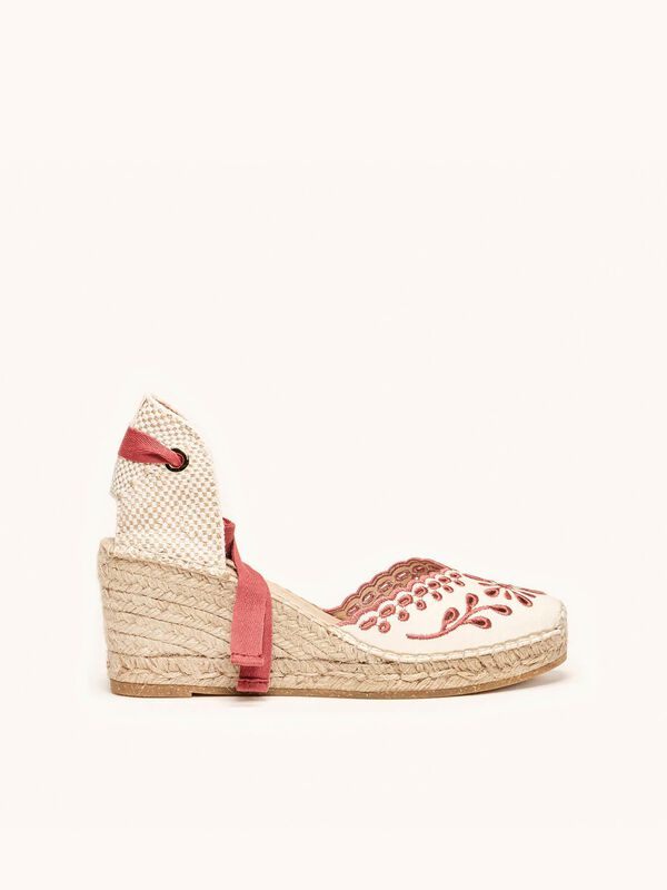 Alpargata de Cu&ntilde;a Media Bordada Granate image number null