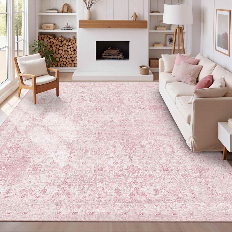 Alfombra De &Aacute;rea Rugxara 244x152 cm Rosa Lavabl... image number null
