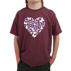 Camiseta Word Art Para Ni&ntilde;o - Coraz&oacute;n de Mariposa - Granate