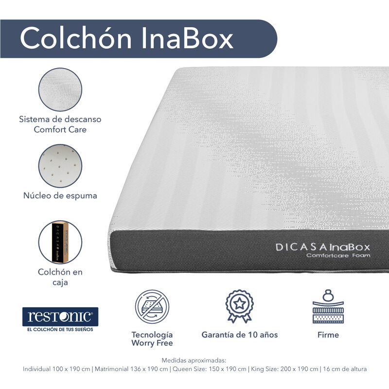 Colch&oacute;n Queen Size Inabox Dicasa image number null