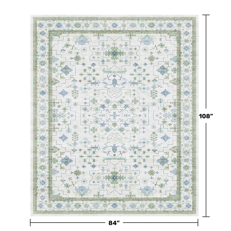 Alfombra Hazo Haus 7x9 Crema Boho Floral Lavabl... image number null