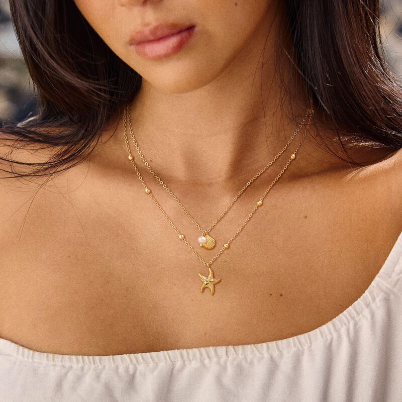 Collar Habikip De 14k Chapado En Oro Con Concha... image number null