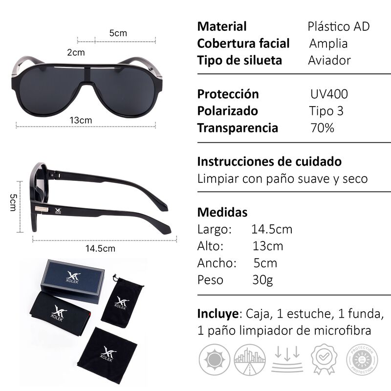 Lentes De Sol Xolek 157 Aviador Gota Carrera Uv... image number null