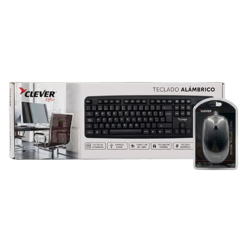 Kit Clever Ofice Teclado Y Mouse Al&aacute;mbricos 120... image number null