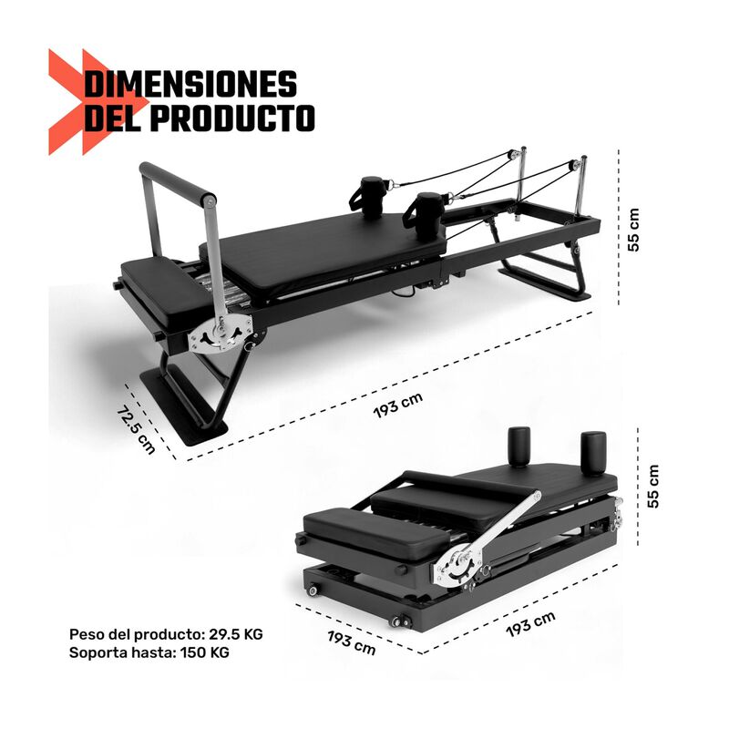 Cama Pilates Reformer Yoga Plegable Fitness 5 R... image number null