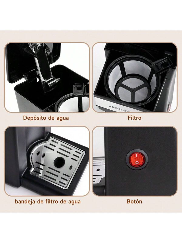 Cafetera Electrica Portatil 700w Negro Aigostar image number null