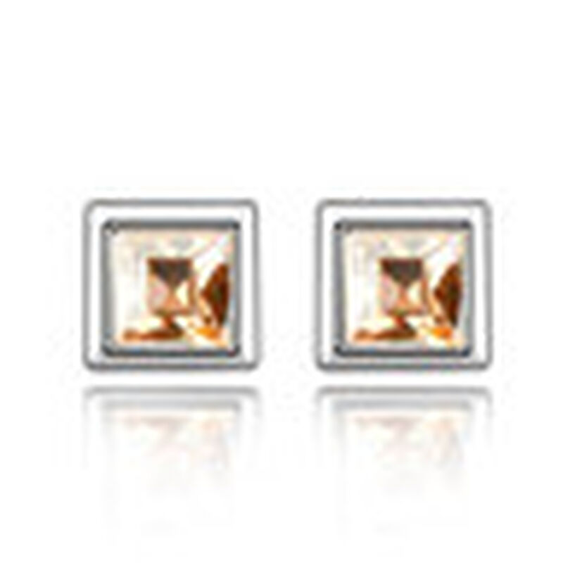 Aretes en Baño de Oro Blanco de 18K de Cuadro c... image number null